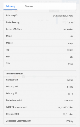 Anzeige Technische Daten (C) MEIN FUHRPARK